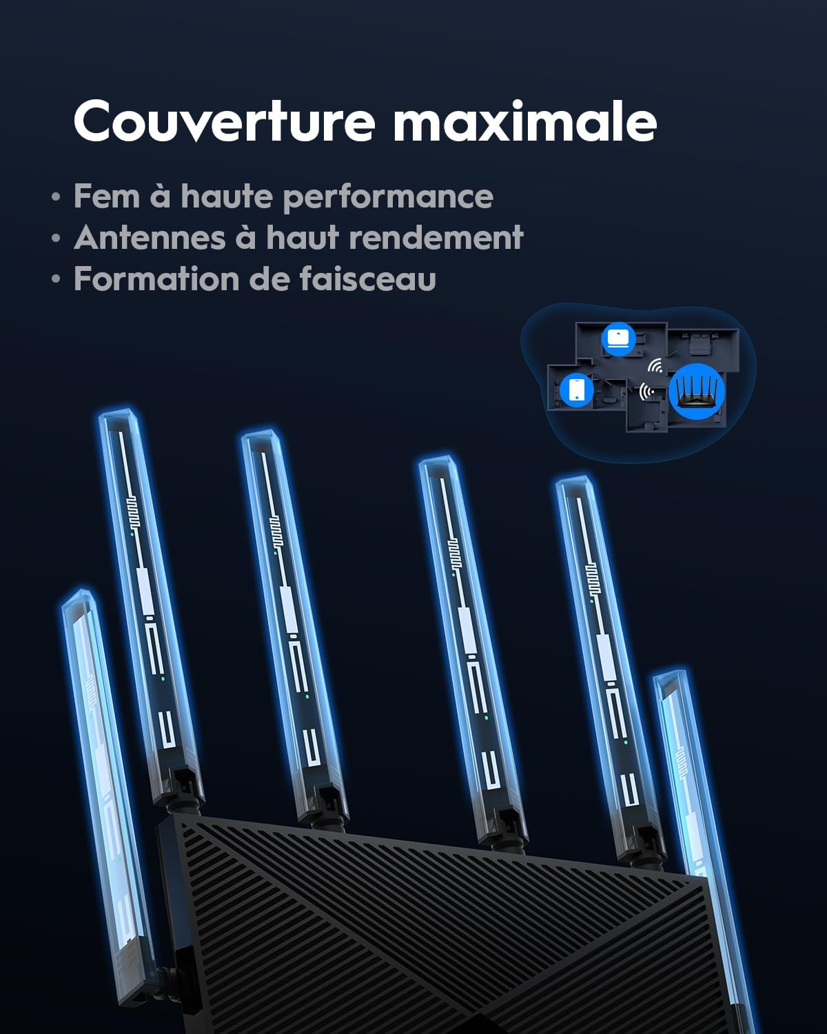 Cudy Tri-Band WiFi 7 BE11000 Router, 6-Stream 10 Gbps, 4 × 2.5G Ports, Up to 11000Mbps, VPN Server and Client, Cudy APP and Mesh, 6 × High-gain Antennas, WR11000