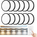 12 Inch 12PK Dimmable LED Flush Mount Ceiling Light,2700K/3000K/4000K/5000K/6000K CCT Selectable, Round Flat Panel Ceiling Lamp for Bedroom/Bathroom/Living Room (Black, 12' 12PK)