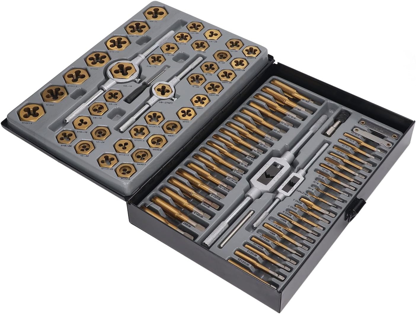 86 Piece Metric Tap and Die Set for Thread Repair M3 to M16 Cutting External Internal Threads Hand Tools Kit