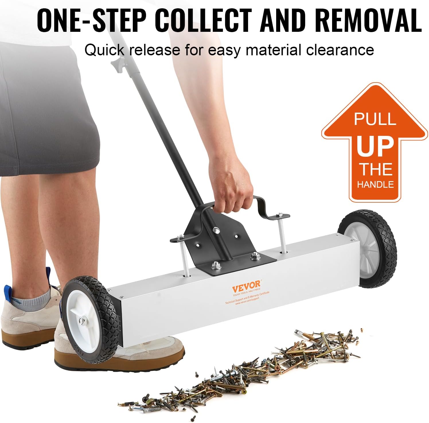 VEVOR 120lb Hanging & 50lb Rolling Magnetic Sweepers Nail Pickup Tool Kit with Wheels and Telescoping Handle for Construction Warehouse Floor Cleaning