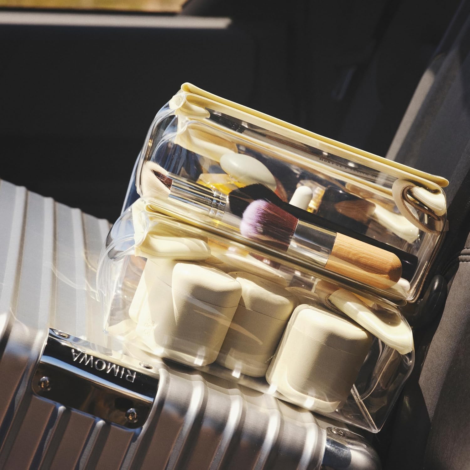 Cadence Travel Containers - 6pk (2 Small, 0.56oz + 4 Medium, 1.32oz), Pacific - TSA Approved, Leak Proof Full Body Care Capsule Set - Lotion (2), Body Wash, Sun Icon, Hand Cream, Body Oil Labels