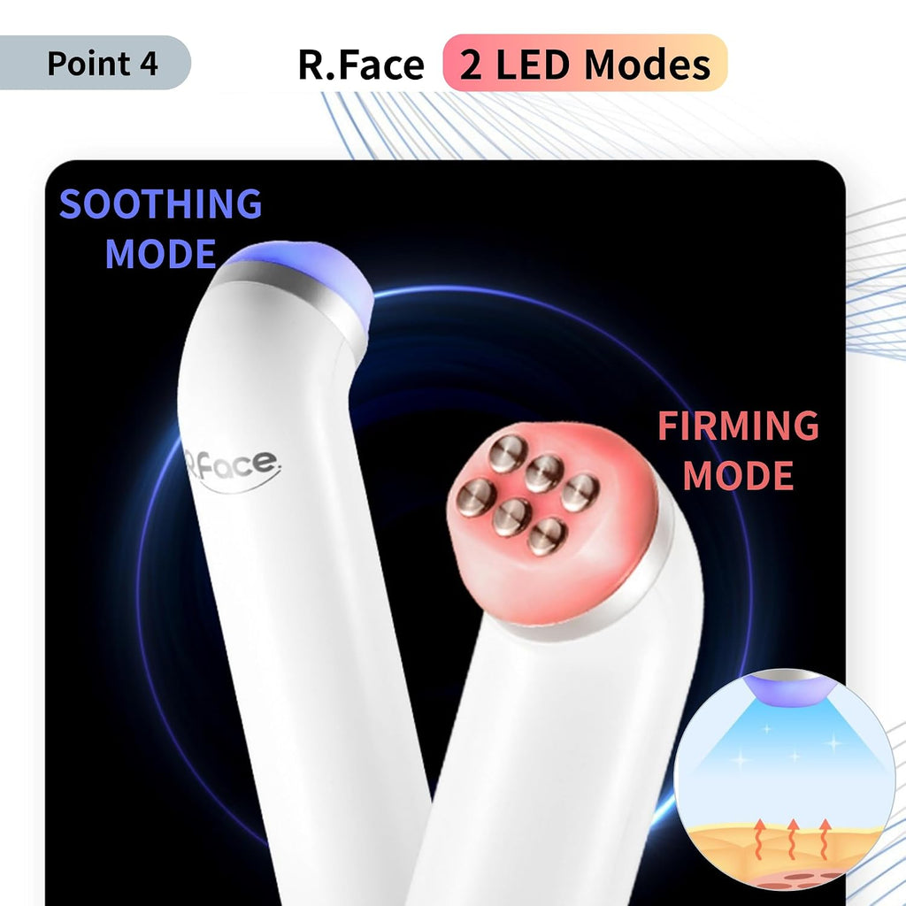 Face & Neck Beauty Device with Dual Light Modes, Vibration Massage & 10 Intensity Levels, Rechargeable Cordless Skincare Tool (RFace Series) | Made in Korea