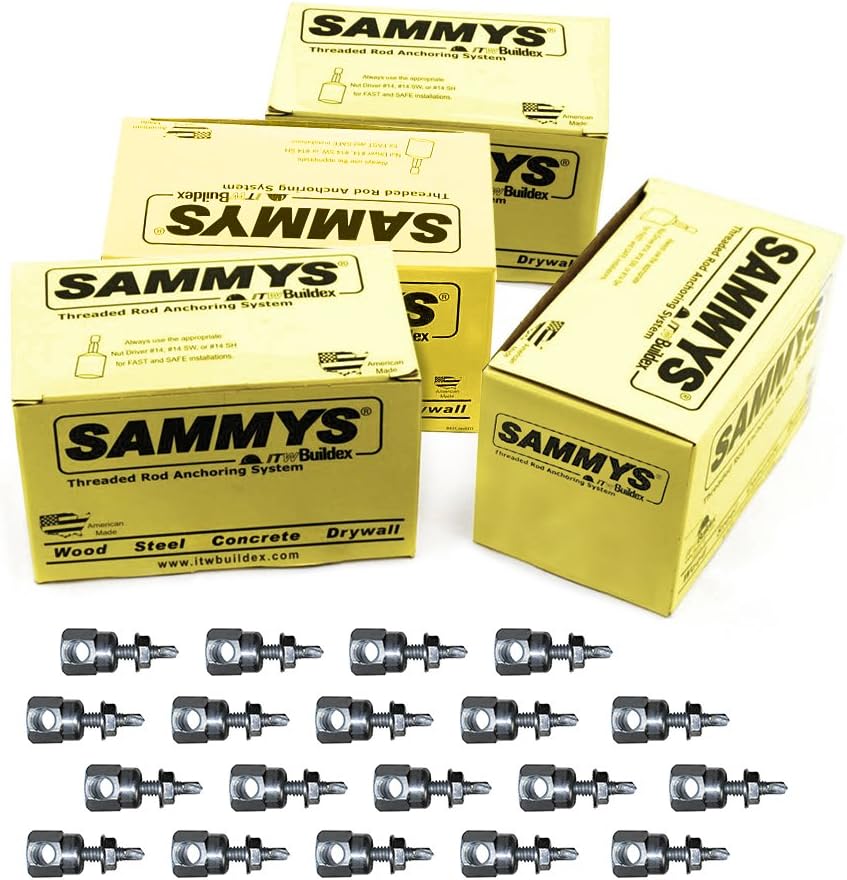 Everflow Sammys 8055957-50 SWDR 1-3/8' Horizontal Threaded Rod Anchor, Zinc 1/4-20 x 1' Screw Length, 50 Piece