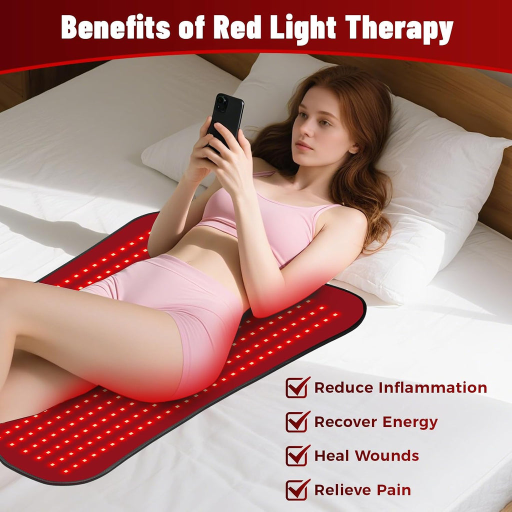 Red Light Therapy Mat for Body, Red Light Therapy Pad with 420 LEDs, 2 in 1 (660nm & 850nm), Adjustable Timer & Intensit