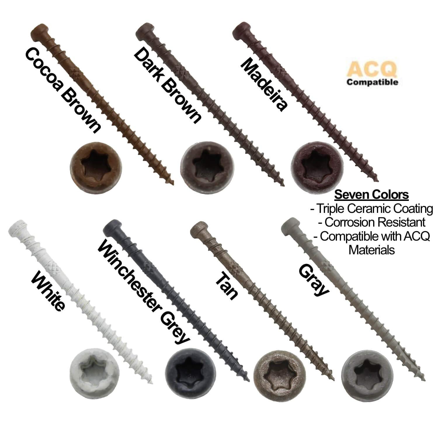 10 x 2-3/4' Cape COD Gray Composite Decking Wood Screw Torx/Star Drive Head - Exterior Coated - AQC Lumber Compatible CASE Qty 42 Boxes 3,570 Screws