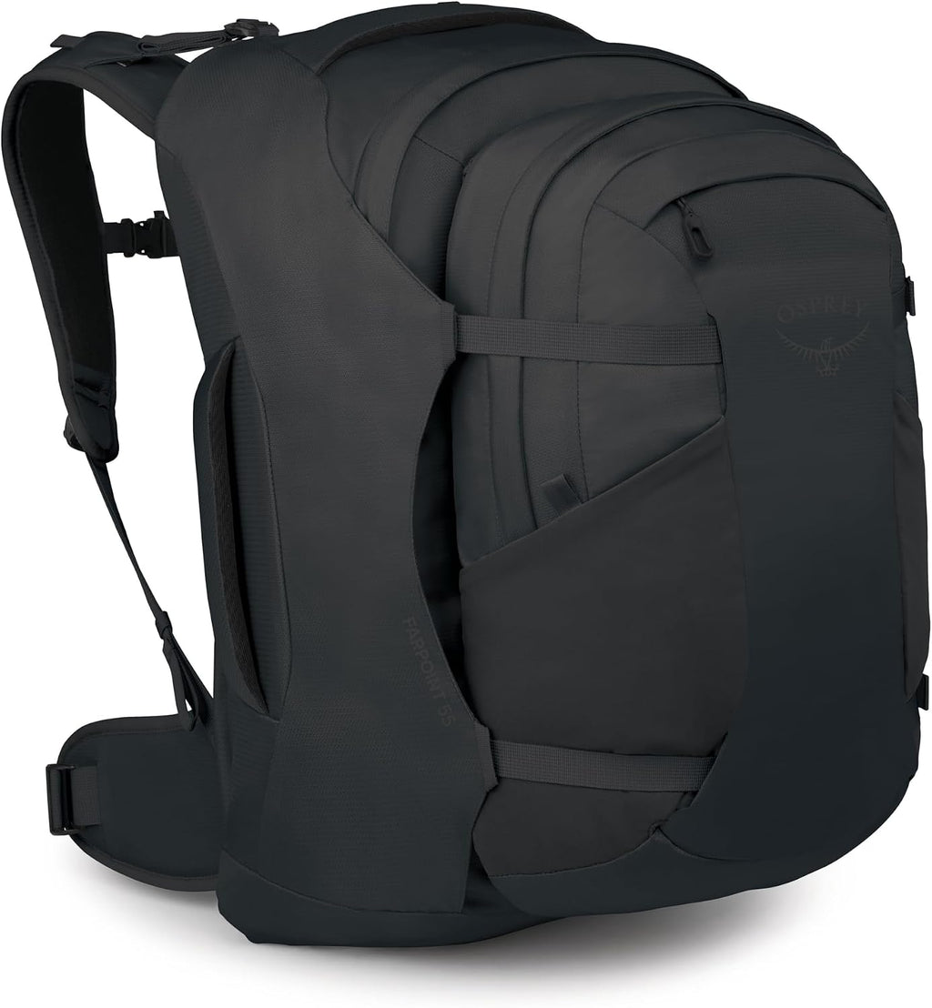 Osprey Farpoint 55L Men's Travel Backpack - Carry On Bag with Personal Item Sized Detachable Daypack, Black