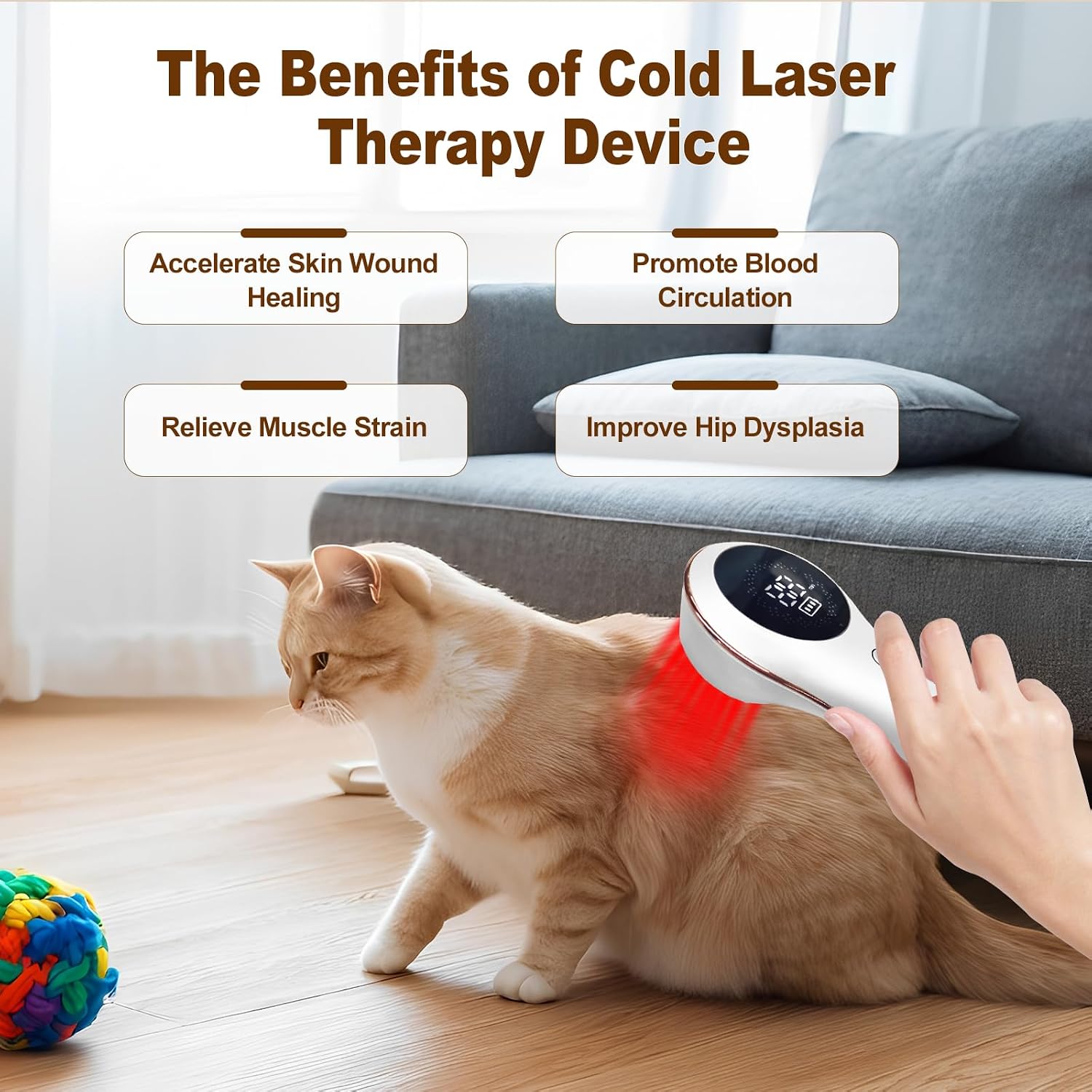 LLLT Cold Laser Therapy Device, Handheld Red Light Therapy for Dogs Cats Pets, Arthritis Human/Pet Pain Relief, Muscle & Joint Healing for Daily Home Use