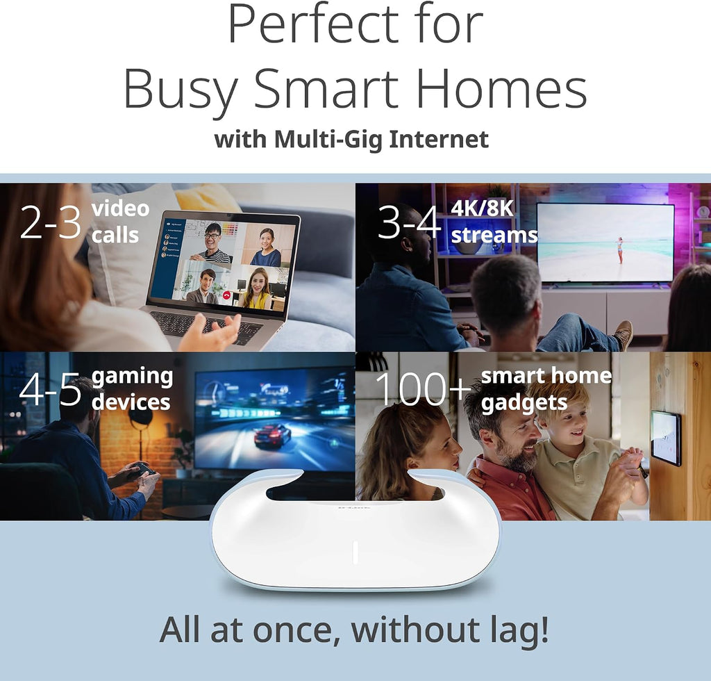D-Link M60 AX6000 WiFi 6 Mesh Router—Sculpted Décor Ready Design—2.5 Gbps WAN + 4× Gbps LAN—Gaming/Streaming/Internet—Long Range Wireless Self Optimized 360° Coverage—Expandable Mesh—App Control