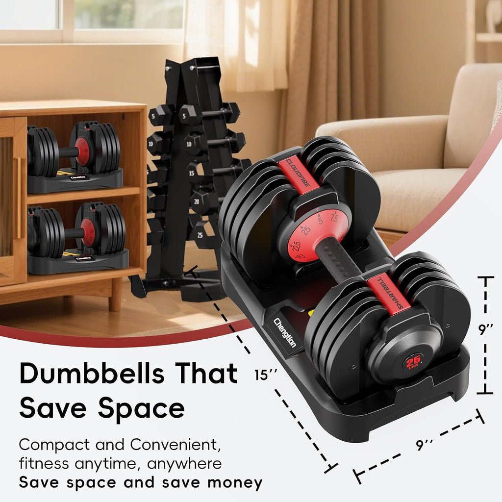 New Upgraded Adjustable Dumbbell Set of 2 (52.5 lbs/25 lbs), 15/9 Weights Dumbbell Set with Safe Locking System, Quick Adjustable Dumbbells For Men and Women Home Gym Workout with Anti-Slip Handle
