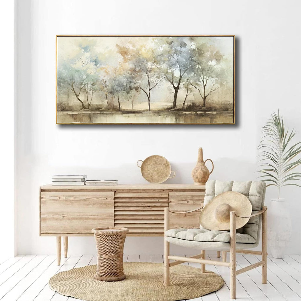 VHMING Abstract Wall Art Artwork Retro Trees Pictures Decor Canvas Painting Framed Ready to Hang Living Room Bedroom and Office Wall Decor 30x60 Inch