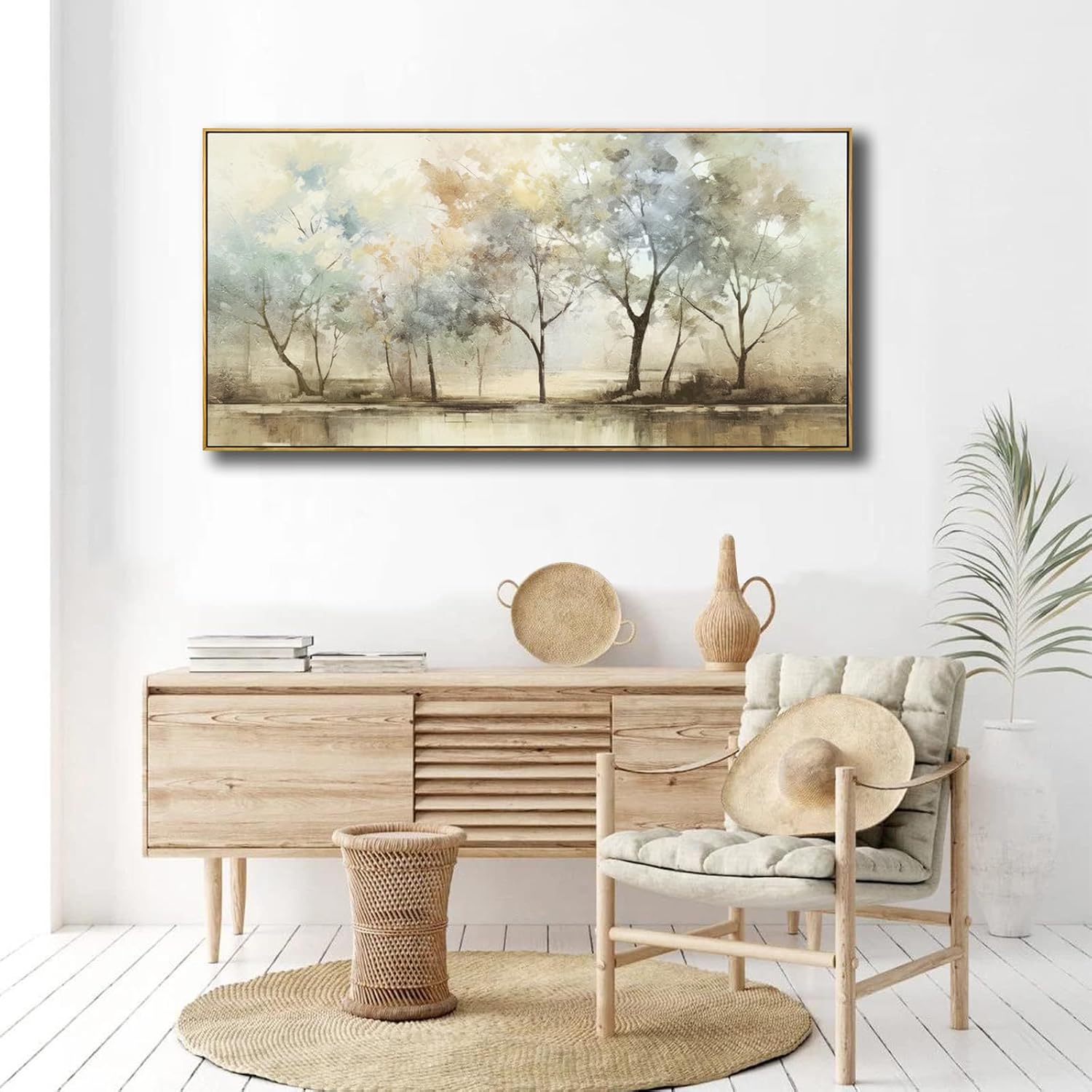 VHMING Abstract Wall Art Artwork Retro Trees Pictures Decor Canvas Painting Framed Ready to Hang Living Room Bedroom and Office Wall Decor 30x60 Inch