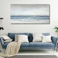 TRAIN2 ART Abstract Wall Art Painting Wall Decor Large Artwork Textured Blue and White Sea Background Canvas Wall Art for Living Room Bedroom Home Decor 28'x57'