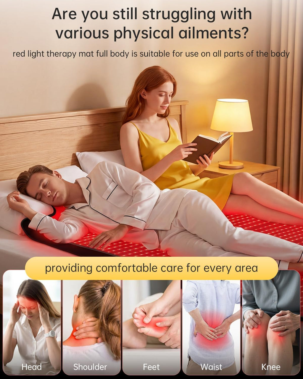 New Red Light Therapy Mat for Full Body with 2850 LEDs, 5 Red Light Modes,5 Gears & 2 Timing Methods for Pain Relief. 86.6' x 39.3' Dual-Wavelength Red Light Therapy Blanket for Home Use