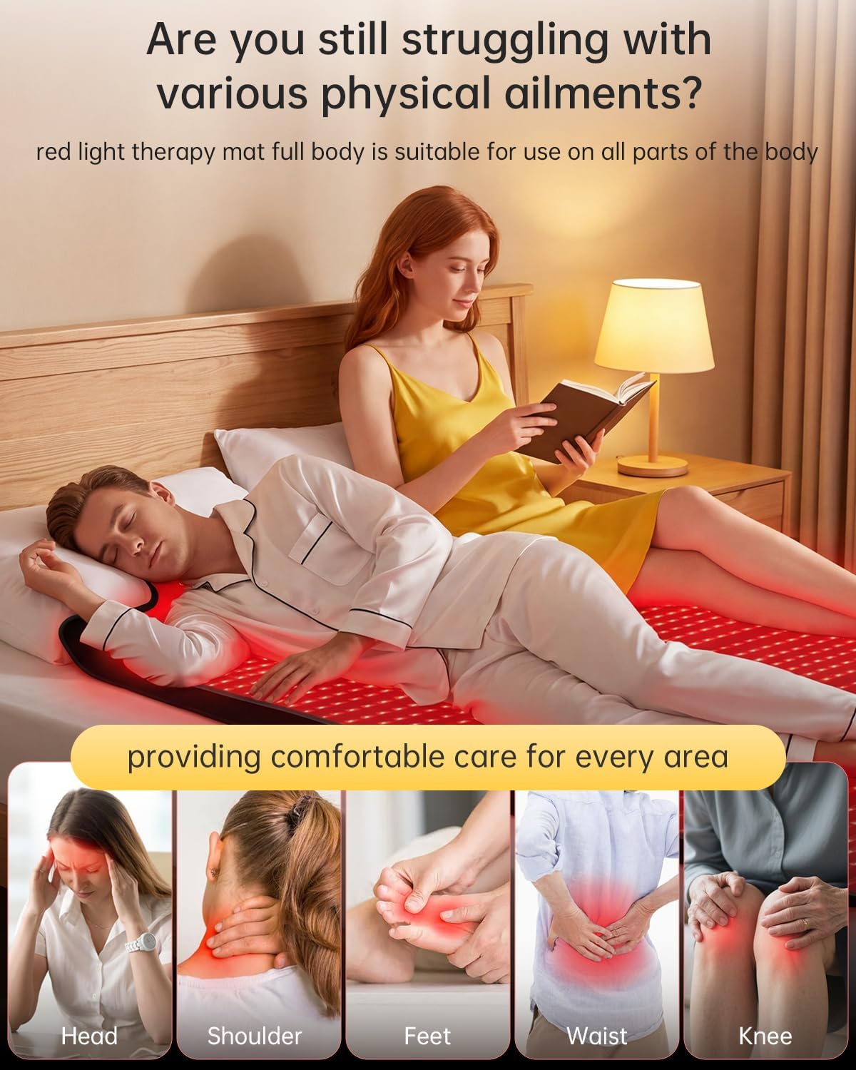 New Red Light Therapy Mat for Full Body with 2850 LEDs, 5 Red Light Modes,5 Gears & 2 Timing Methods for Pain Relief. 86.6' x 39.3' Dual-Wavelength Red Light Therapy Blanket for Home Use