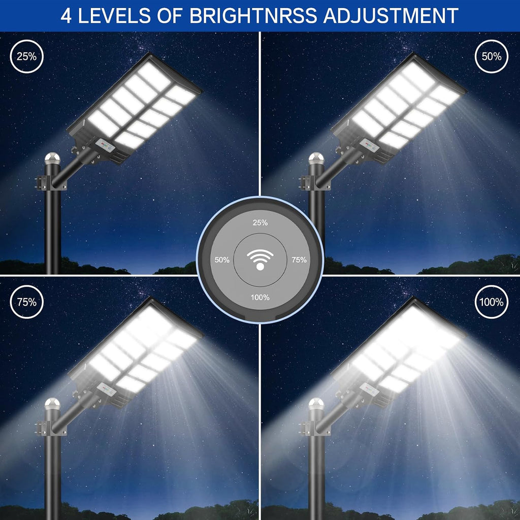 Solar Street Light 8000W, Solar Street Light Outdoor High Lumens, Solar Parking Lot Lights 6500K, Solar Lights Outdoor Motion Sensor Dusk to Dawn for Parking Lot, 2 Pack