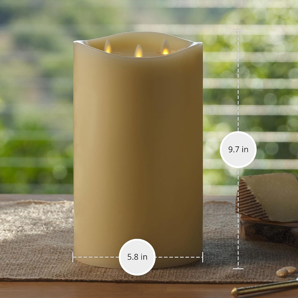 Luminara Tri-Flame Flameless LED Candle, Ivory 5.8' x 9.7', Moving Flame Real Wax Home Decor Battery Operated Emergency Light, Religious Ceremony Safe
