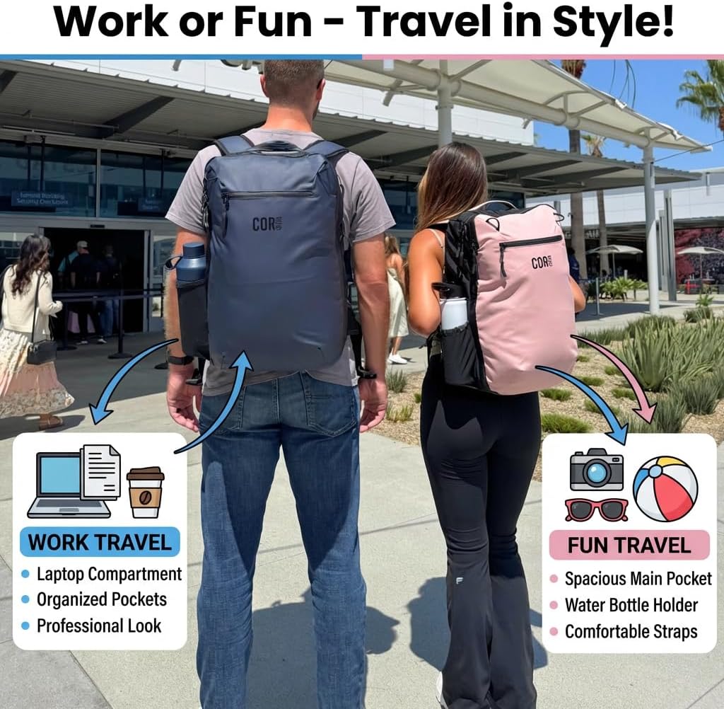 COR Surf Carry On Travel Backpack | NOW with Premium YKK Zippers | Flight Approved Carry On Laptop Backpack with Secret Passport Pockets | The Island Hopper (28L, Army Green)
