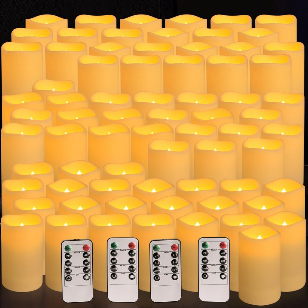 YOROXRG Set of 72 Waterproof Outdoor Flameless Candles, LED Candles with 4 Remote and Timer,(H 4' 5' 6' x D 2.2'),for Halloween Wedding Festiv