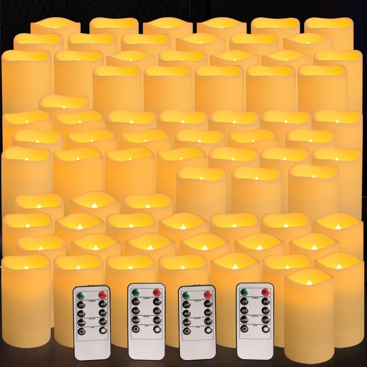 YOROXRG Set of 72 Waterproof Outdoor Flameless Candles, LED Candles with 4 Remote and Timer,(H 4' 5' 6' x D 2.2'),for Halloween Wedding Festiv