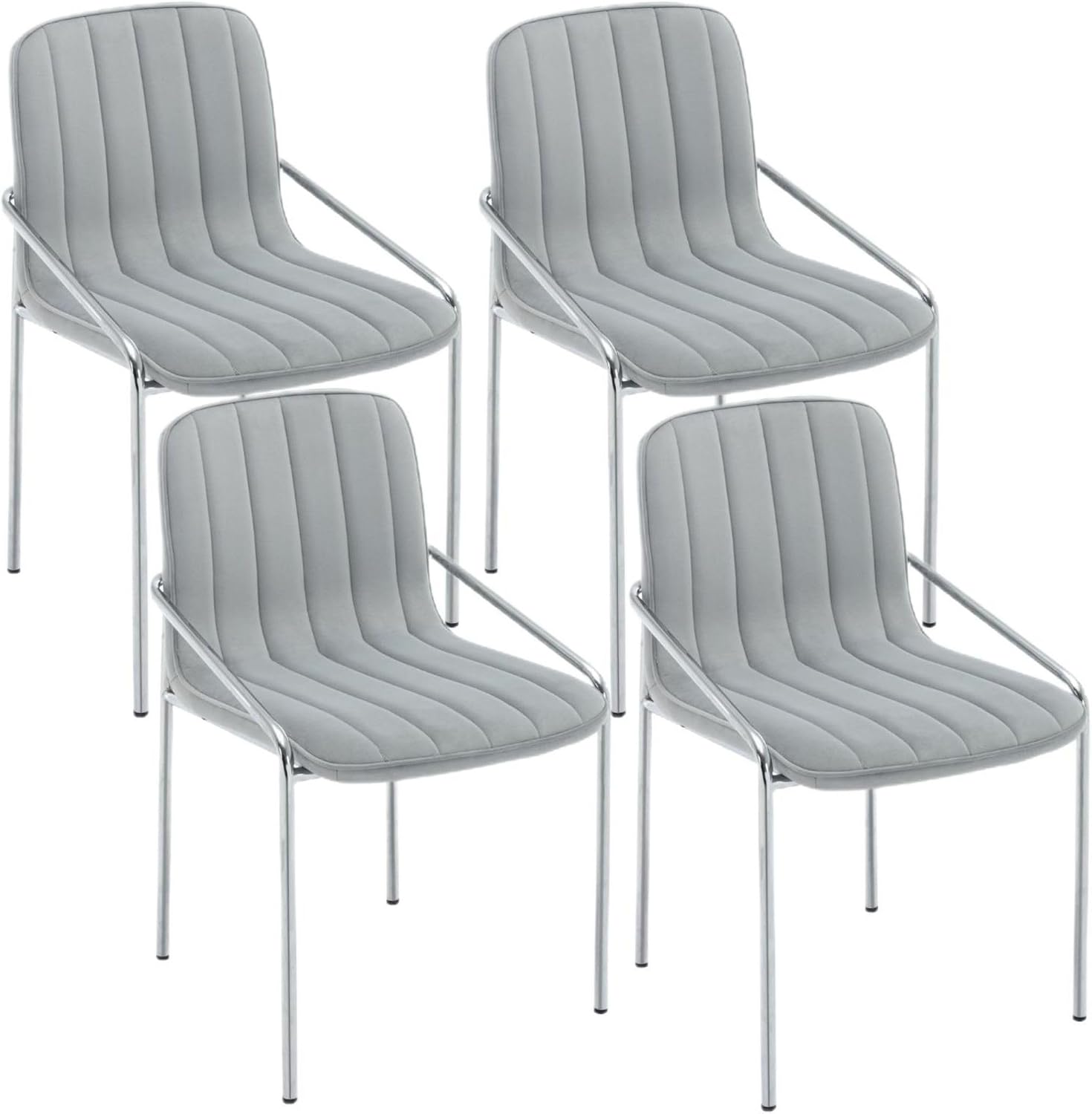 Luxury Velvet Dining Chairs with Swivel Function and Metal Legs Set of 2 (Grey + Black) Ideal for Living Room or Bedroom (Classic Style Set of 4)