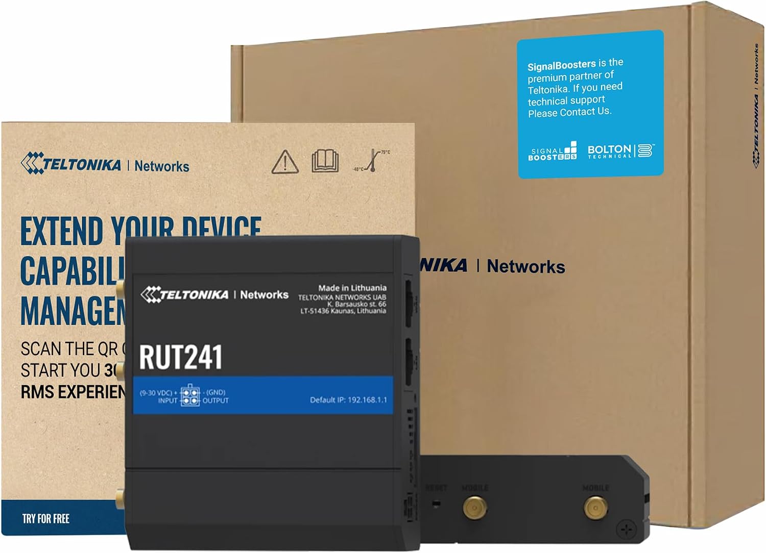 Teltonika RUT241 Industrial Cellular WiFi Sim Router - 4G LTE (Cat 4), 3G Connectivity - Wireless Access Point with Hotspot Functionality - RMS Compatible, Automatic WAN Failover (TELRUT241098000)