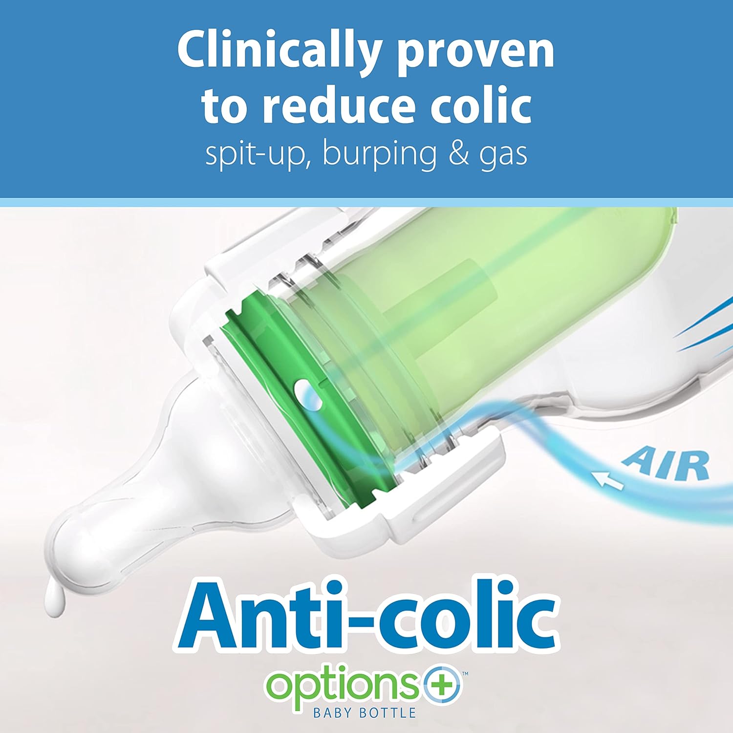 Dr. Brown's Natural Flow Anti-Colic Options+ Narrow Baby Bottle Gift Set with Advantage Pacifier & Bottle Travel Caps, 0m+ (Packaging/Pacifier May Vary) (Pack of 6)