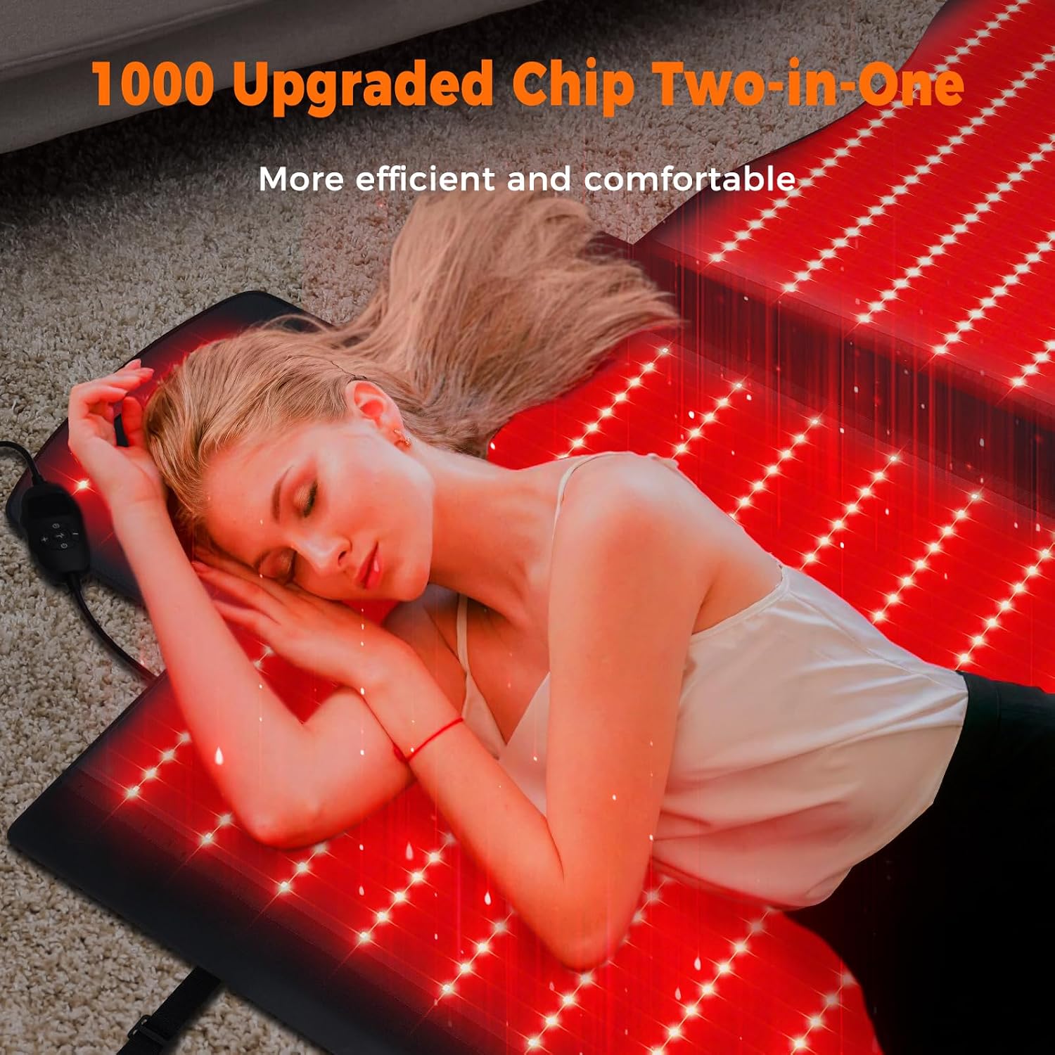 1000 LEDs Dual Full Body Red Light Therapy Mat, Red Light Therapy Blanket, 2in1 LEDs(660nm& 850nm), Premium Leather, Adjustable Timer & Intensity