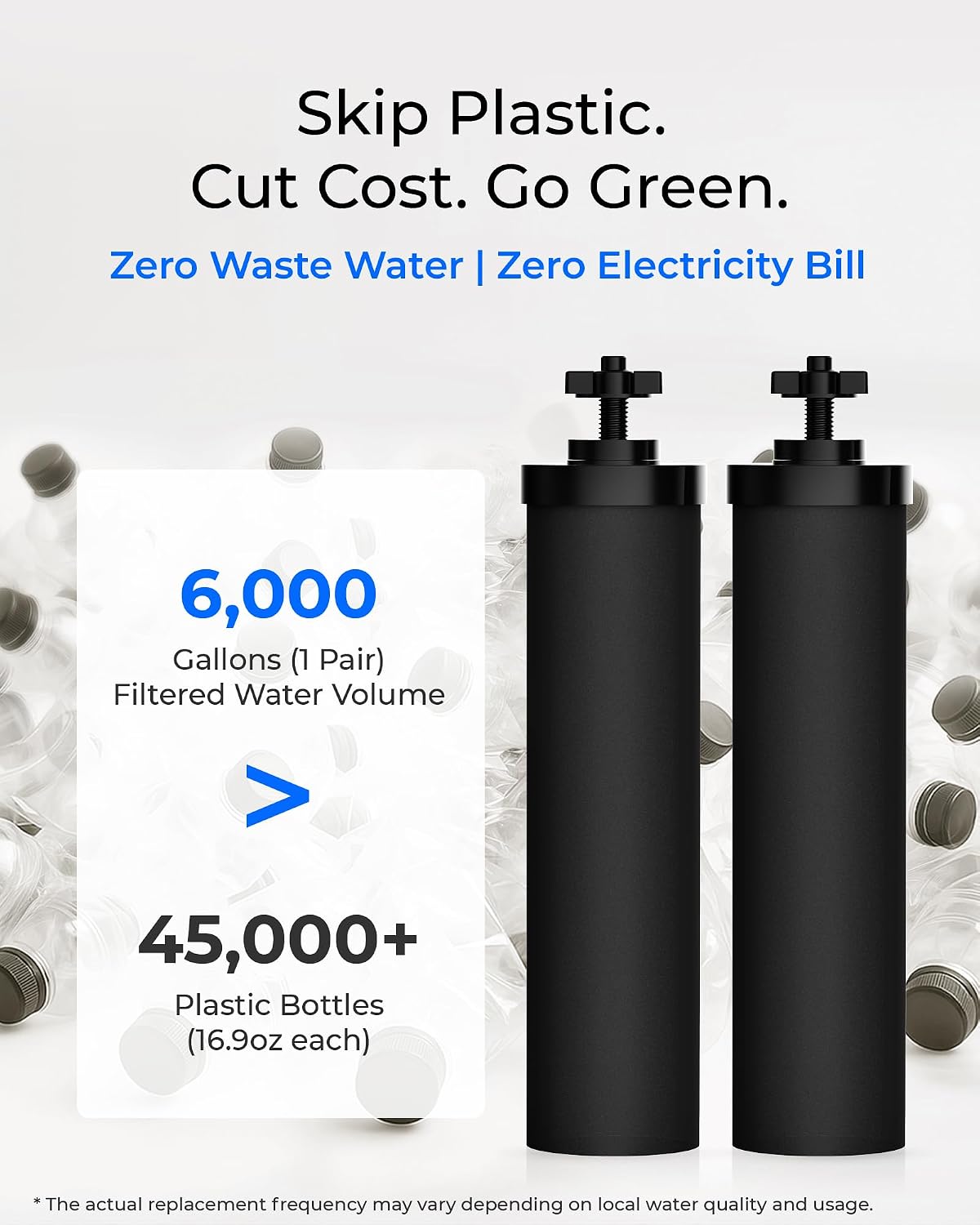 Waterdrop TK-A-S Gravity Water Filter System, NSF/ANSI 42&372 Standard, Reduces Lead and Chlorine, Stainless-Steel Water System with 2 Filters and Metal Spigot for Home, Emergencies, 2.25G