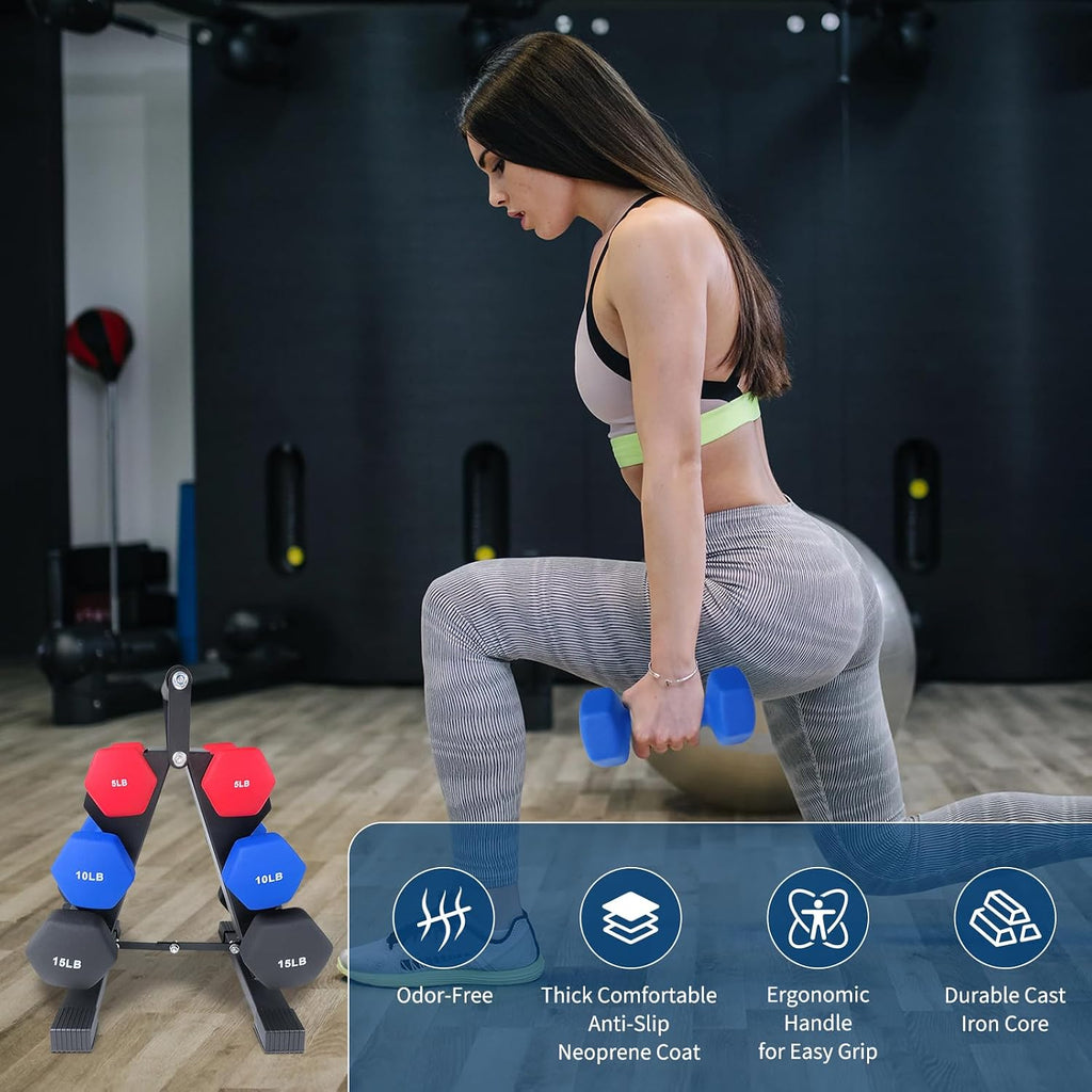 GarveeLife Dumbbell Set for Women and Men, Neoprene Dumbbell Free Hand Weight Set for Home Gym, Packed In Pairs