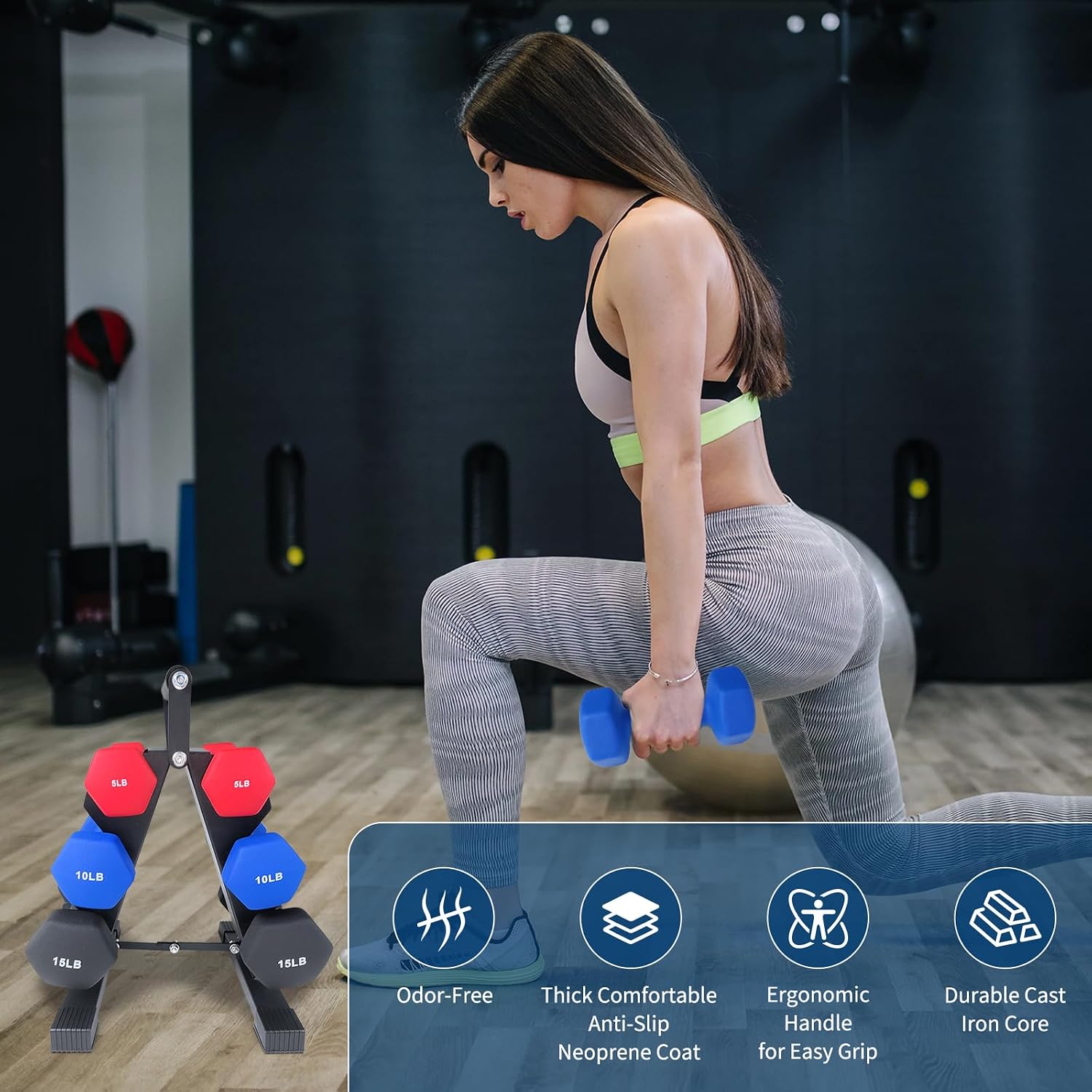 GarveeLife Dumbbell Set for Women and Men, Neoprene Dumbbell Free Hand Weight Set for Home Gym, Packed In Pairs