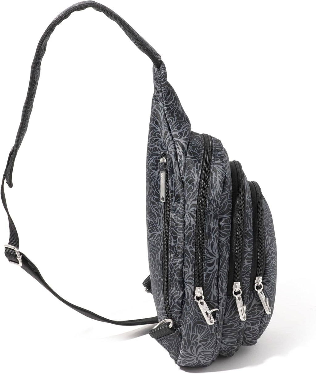 Baggallini Securtex® Anti-Theft Multi Zip Sling - Lightweight 8.6'x15.2' Travel Bag with Locking Zippers & RFID Protection