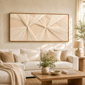 Artists' Handicraft, Extra Large Luxury 3D Fabric Neutral Textured Wall Art, Minimalist Abstract Boho Modern Long Beige Painting Wall Decor for Living Room Bedroom Hallway Office, Horizontal, 54x27 Inces