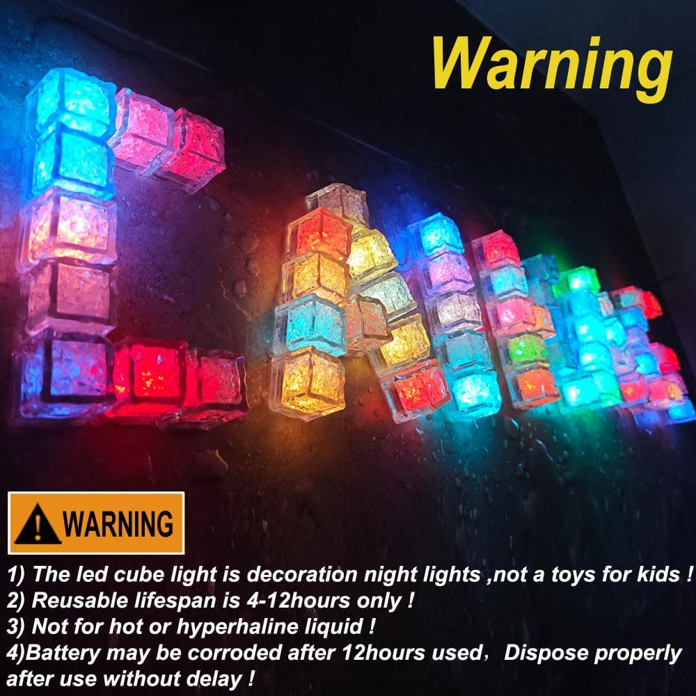 240 Pack Light Up Ice Cubes,Glowing Ice Cubes for Drinks Reusable Mini Led Lights Battery Operated,Multicolor Blinking Fast Flash Glow In the Dark Light Up Ice cubes for Drinks Whiskey Wine Party