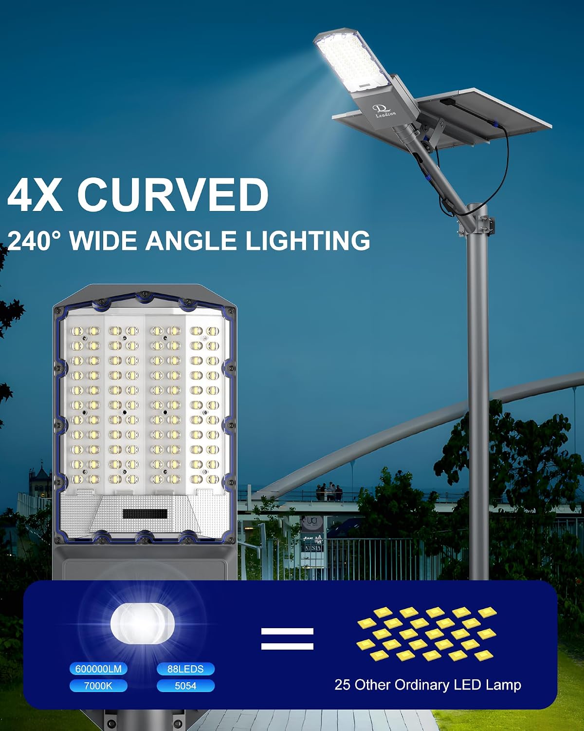 10800W Solar Street Light Outdoor Waterproof – 650,000LM Commercial Flood Light with Motion Sensor & Remote, Zero Electric Bill, IP67, for Parking Lot, Street, Court, Farm, Garage, Yard