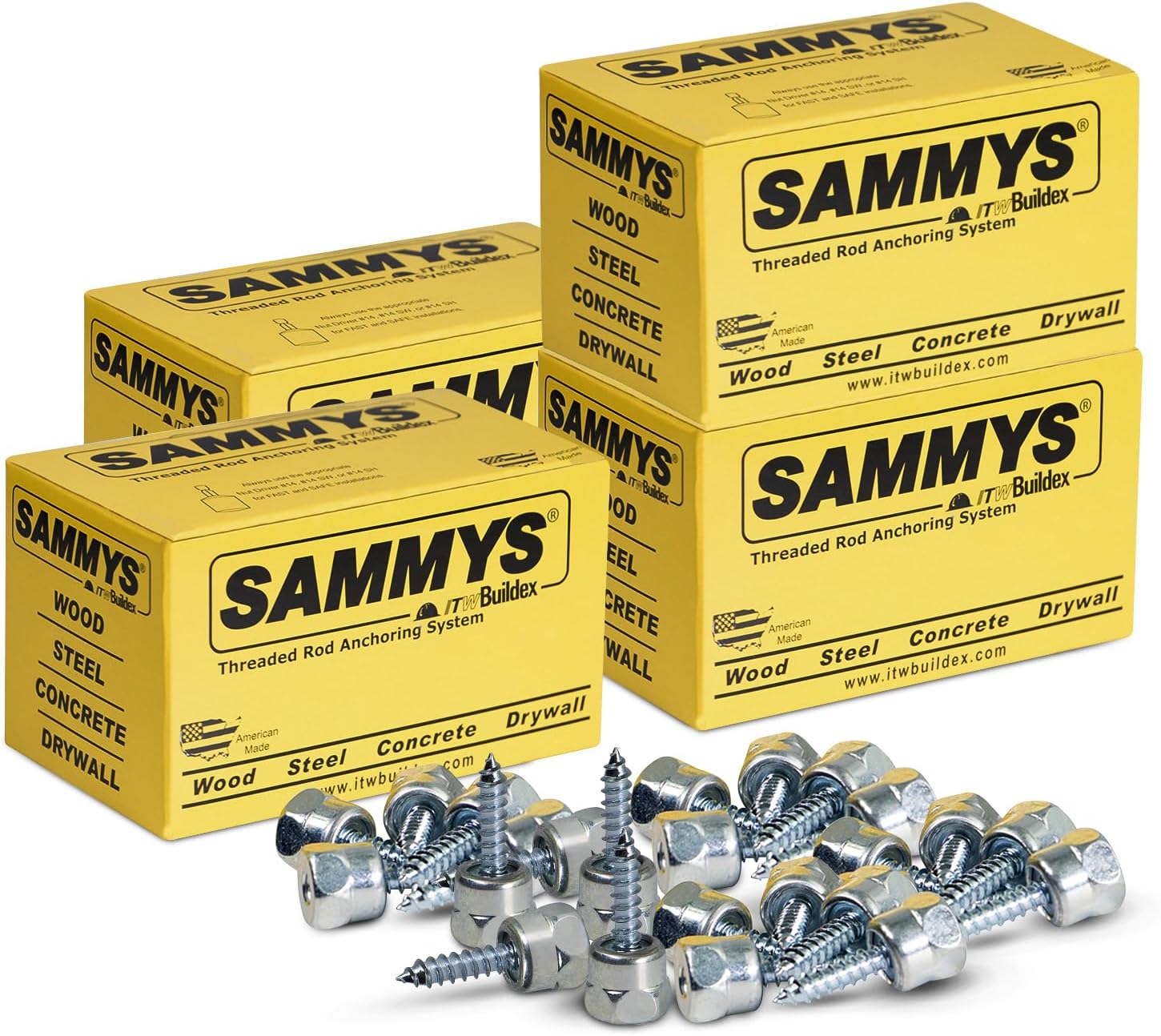 Everflow Sammys 8007957-100 GST 10 3/8 Inch Screw Vertical Threaded Rod Anchor Designed for Wood, Easy Use, No Pre-Drilling Required, Steel with Zinc Finish, 1/4 x 1 Inch Screw Length - (Pack of 100)