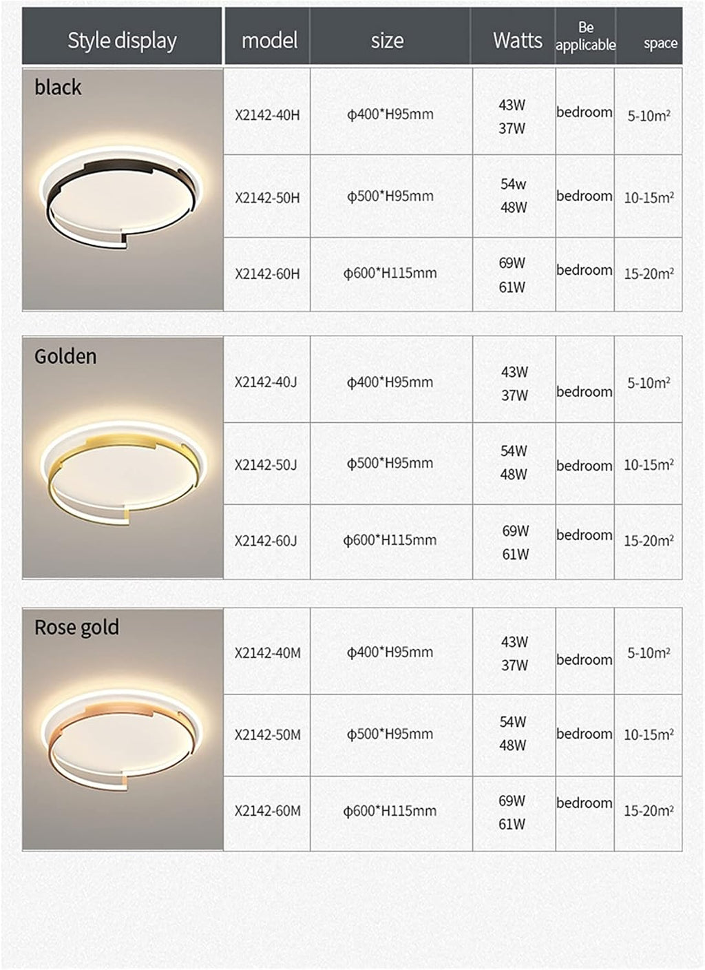 LED Ceiling Light for Bedroom Study Room Luminarias para Teto Led Lights for Home Round Lighting Fixture Modern (Color : Gold, Size : L-60cm)