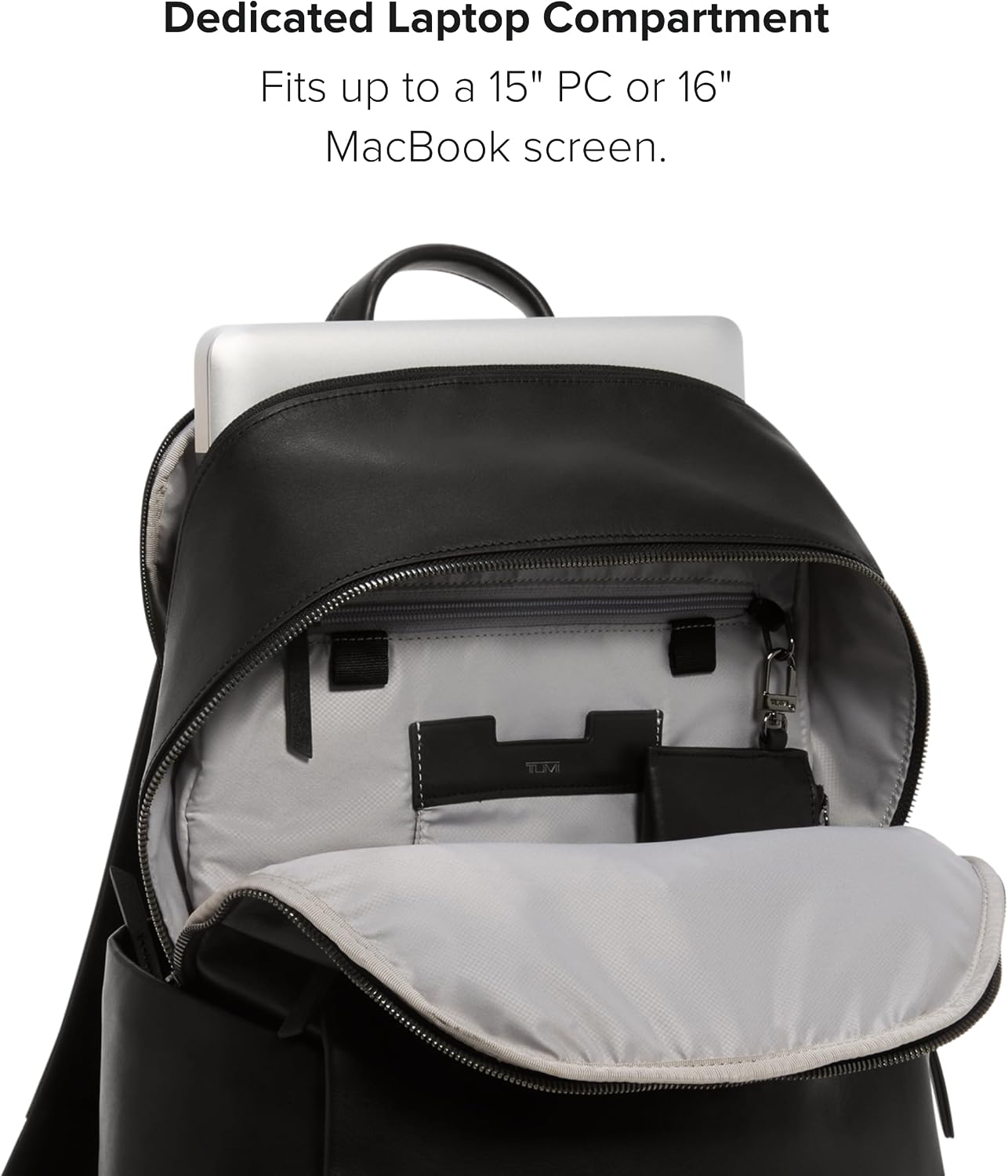 TUMI - Voyageur Raina Backpack - Women's Premium Leather Backpack - Everyday Bag with Phone Pocket & Laptop Compartment - Black, Gunmetal Hardware