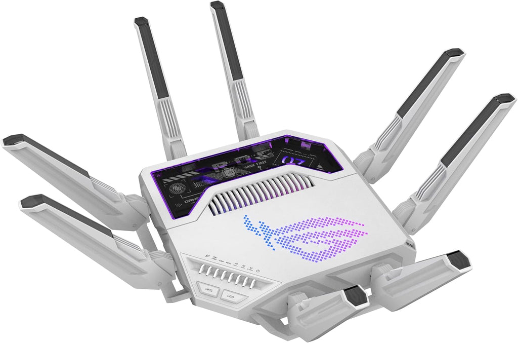 ASUS GT-BE19000AI Tri-Band WiFi 7 (802.11be) AI Gaming Router, 320MHz Bandwidth & 4096-QAM, MLO, Dual 10G Ports, AI Game Boost, Gaming Network, Aura RGB, AiMesh Support, Guest Network Pro