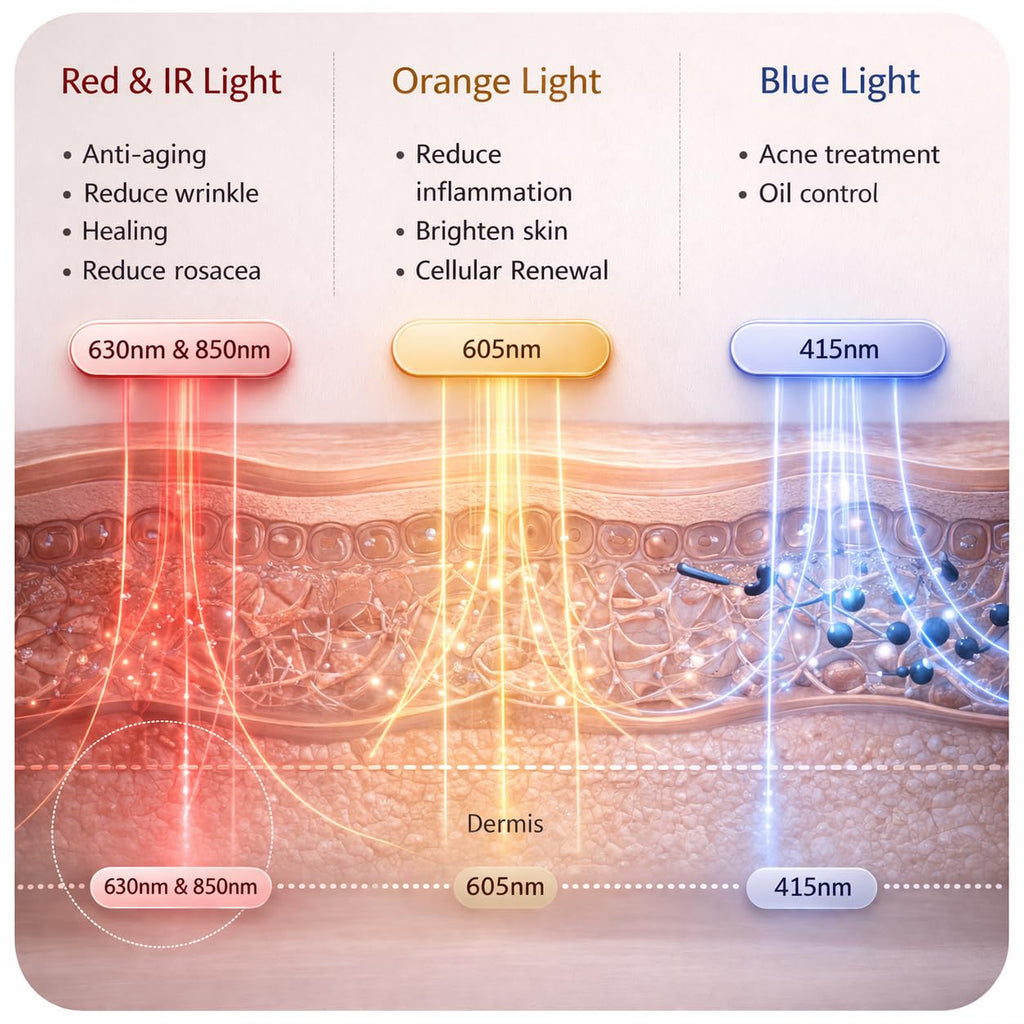 Aphrona Halo Led Face Mask, Led Light Therapy for face, Facial and Neck Skin Care Mask, Blue Light Red Light for Acne treatment Wrinkle Reduce, 807 led chips