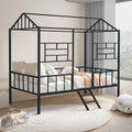 GOWE Black Finish Twin Bunk Bed Contemporary Style House Design with Full Metal Construction and Angled Ladder