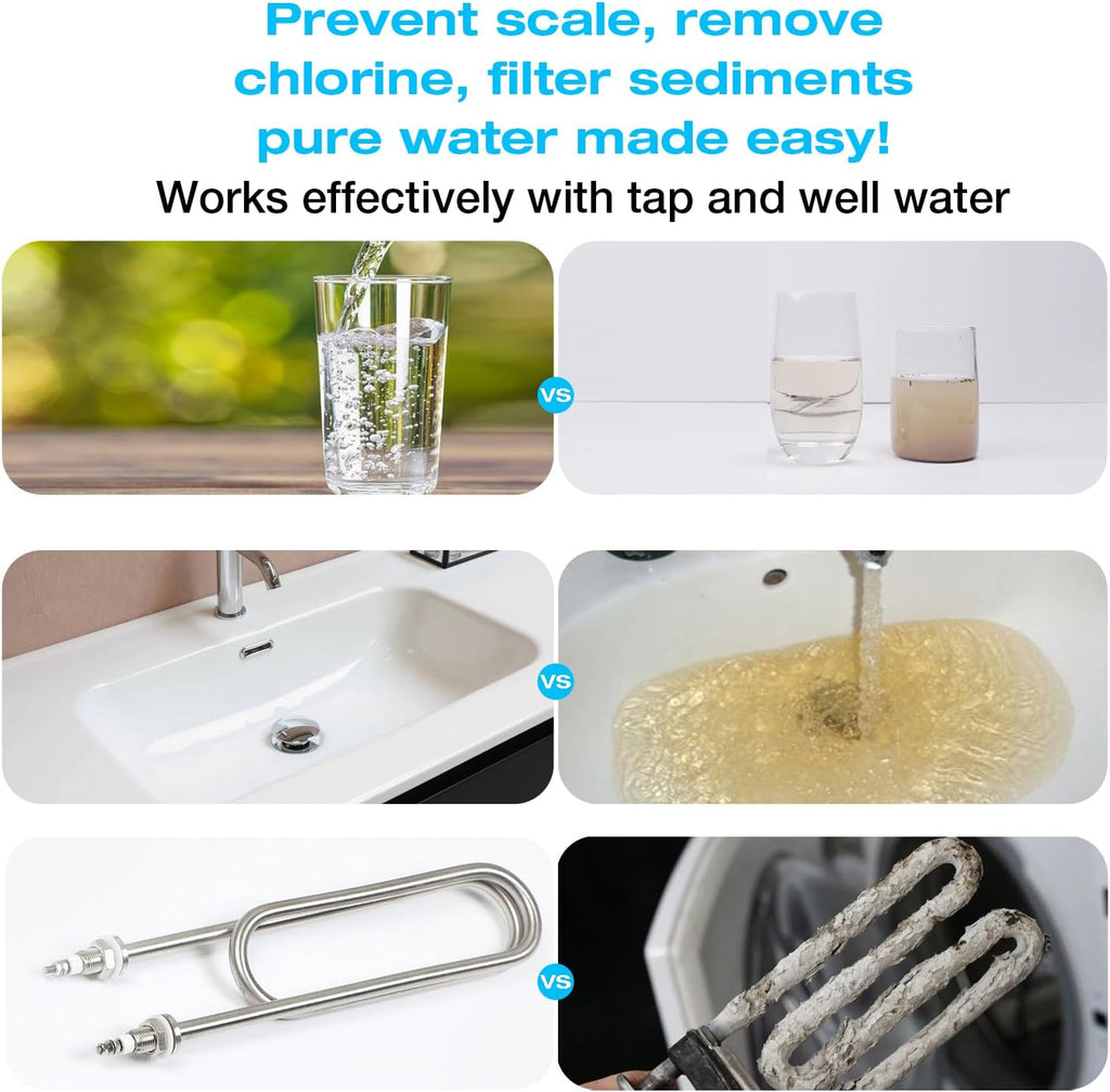 H&G Lifestyles Whole House Water Filter Cartridge, 4.5 x 20 KDF Water Filter, Polyphosphate Water Descaler, PP Cotton Filter, Compatible with ECP5-20BB,SPC-45-2005,DGD-5005-20