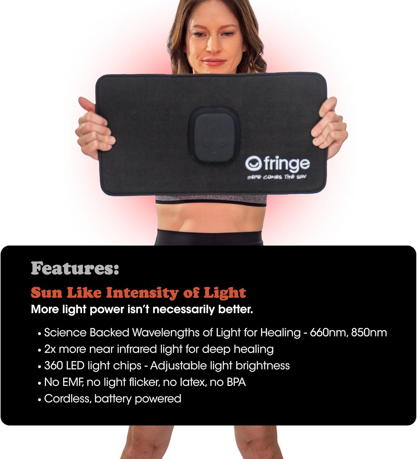 Fringe Red Light Therapy Wrap, Wireless, Has Both Red Light 660nm and Infrared Light 850nm, 360 LED Lights, Sports Recovery
