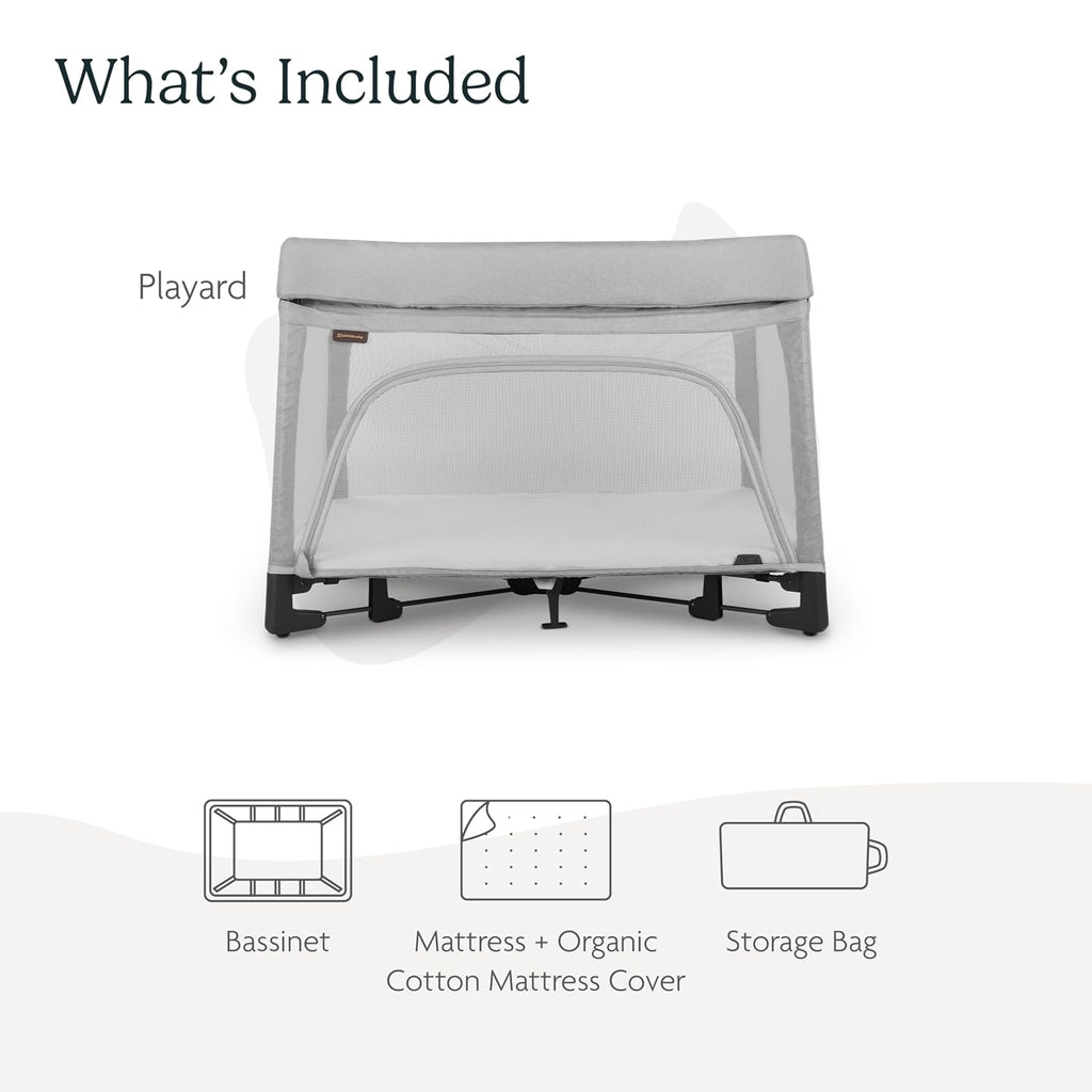 UPPAbaby Remi Playard | Deluxe 3-in-1 Portable Playard, Bedside Bassinet + Travel Crib| Mesh Bassinet, Mattress, Organic Cotton Mattress Cover + Storage Bag Included | Stella (Grey Brushed Mélange)