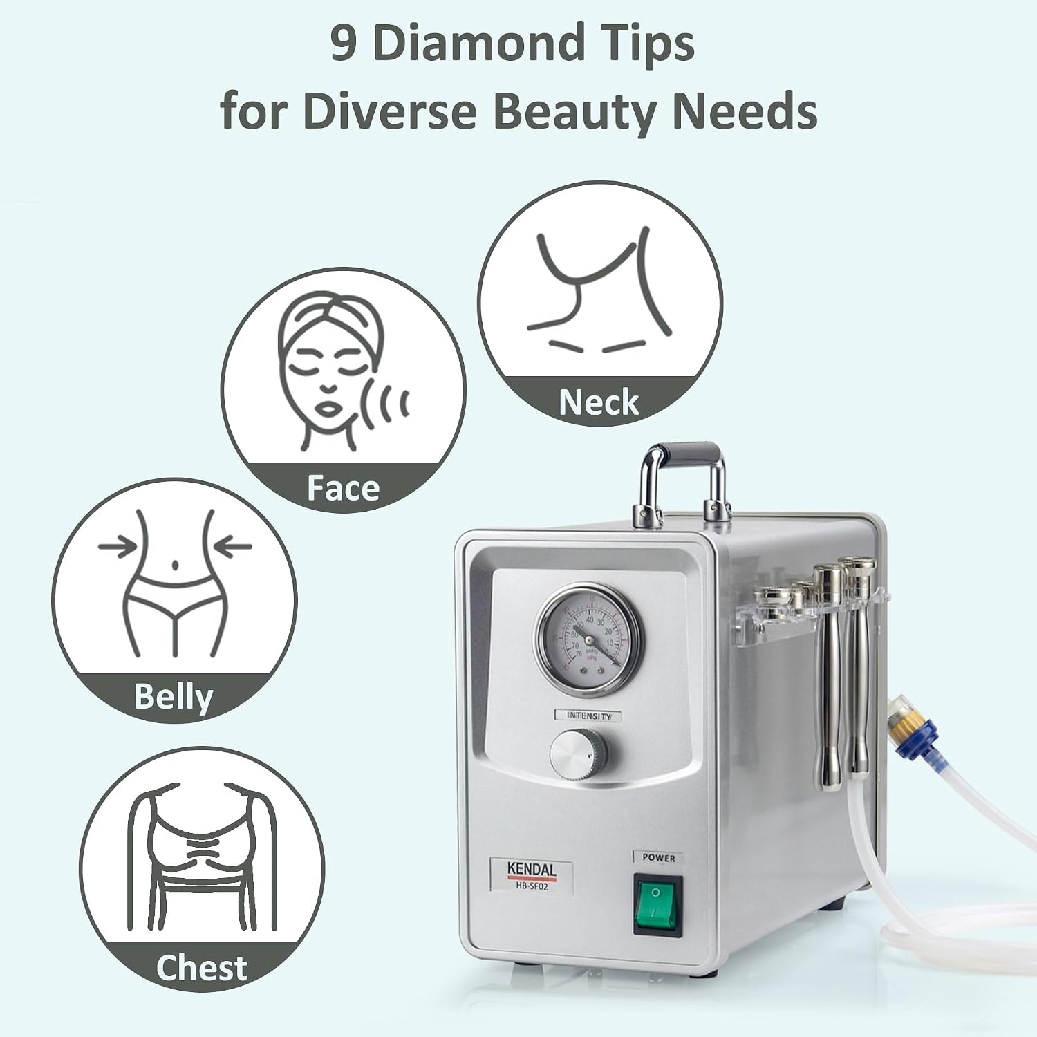 Kendal Professional Diamond Microdermabrasion Machine, Quality Dermabrasion Facial Skin Care Beauty Device with Power Suction HB-SF02