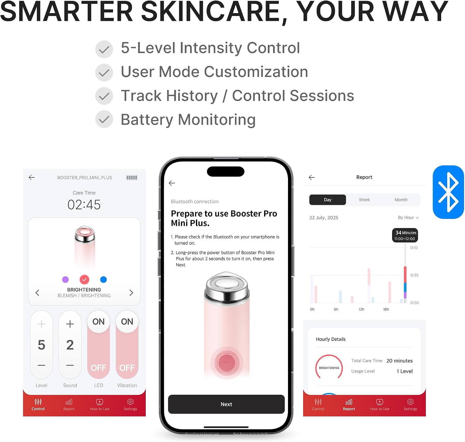 medicube Mini Booster Pro Plus Cleansing Device Set | 2-in-1 Facial Cleansing, Skincare Device | Pore, Makeup, Excess Sebum Care | Portable Skincare Booster with 3 Modes | Korean Facial Device, Pink