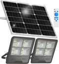 Gebosun 2 Pack 300W Solar Flood Light Outdoor, 30000LM LED Solar Security Light, IP65 Waterproof Dusk to Dawn Solar Light with Remote Control, Bright Solar Yard Light for Garage Garden Farm