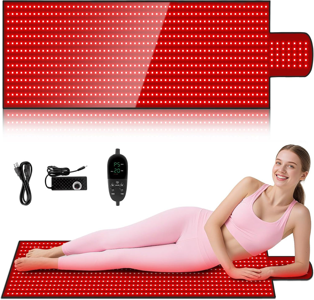 LITDUCK Body Red Light Therapy Mat, Eligible Red Light Therapy Blanket, 2in1 LEDs(660nm& 850nm), Premium Leather, Adjustable Timer & Intensity