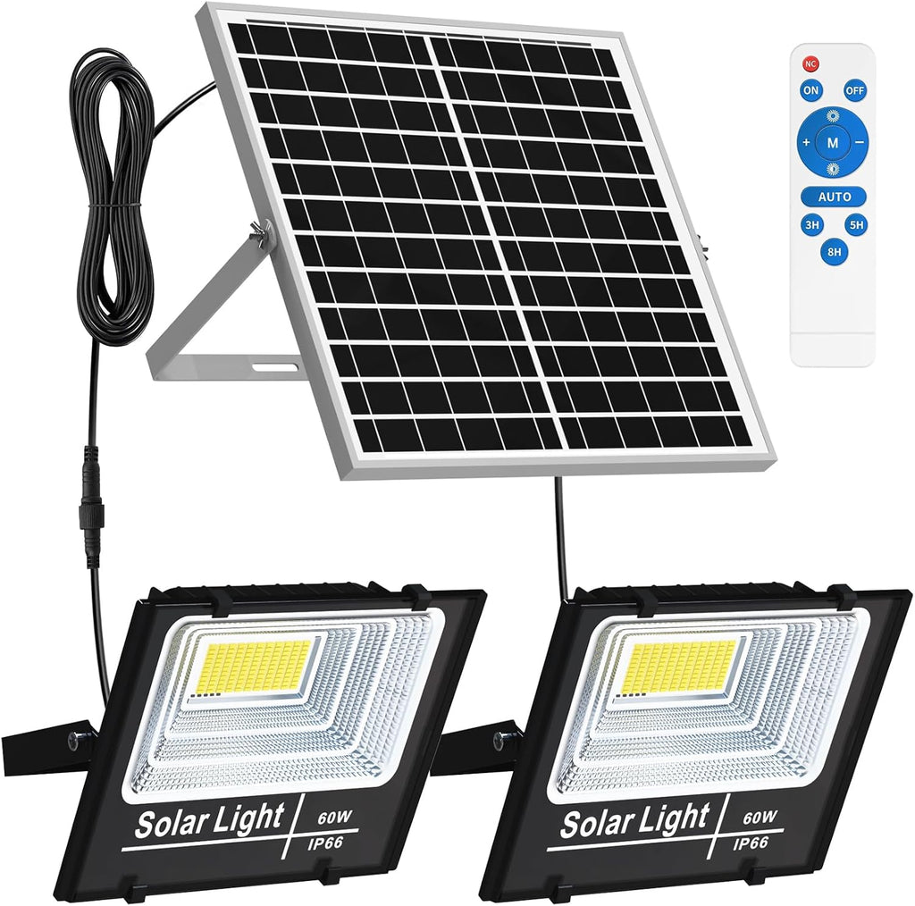 Solar Flood Light Outdoor, 1500LM 6000K Bright Floodlights, IP65 Waterproof Solar Power Security Light, Auto Dusk to Dawn with Remote Control for Yard, Street, Garden, Garage, Shed.