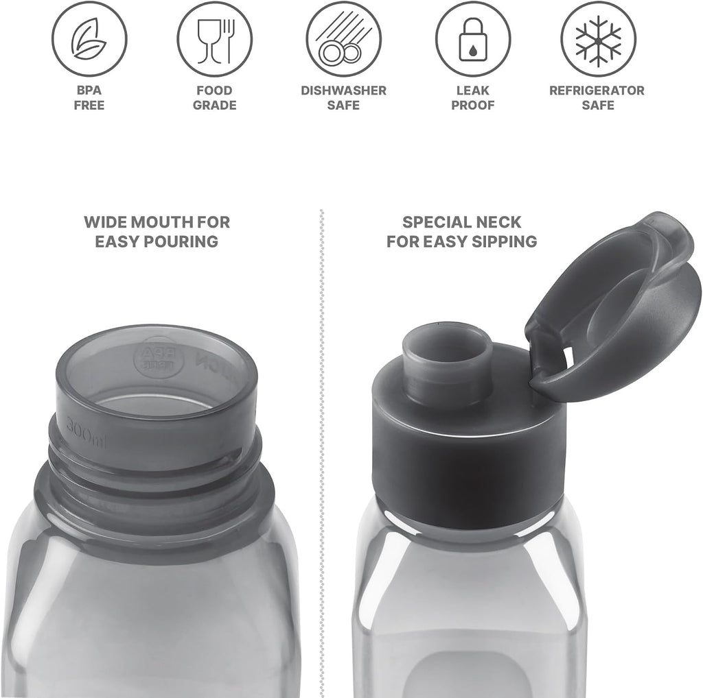 Bulk Multicolor Water Bottles Set of 192 10oz Leak Proof with Carry Strap Square Reusable for Kids and Adults BPA-Free Dishwasher-Safe