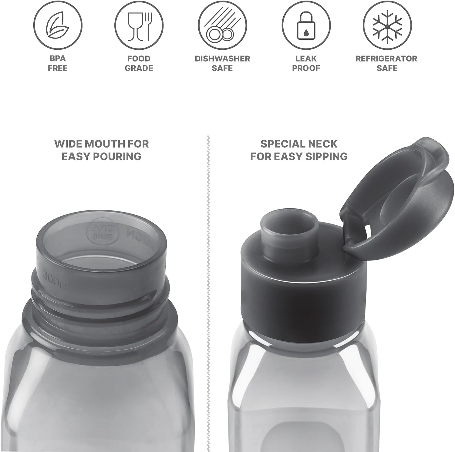 Bulk Multicolor Water Bottles Set of 192 10oz Leak Proof with Carry Strap Square Reusable for Kids and Adults BPA-Free Dishwasher-Safe